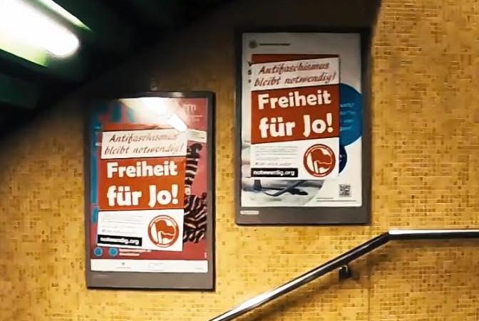 Plakataktion: Freiheit für die Inhaftierten Antifas