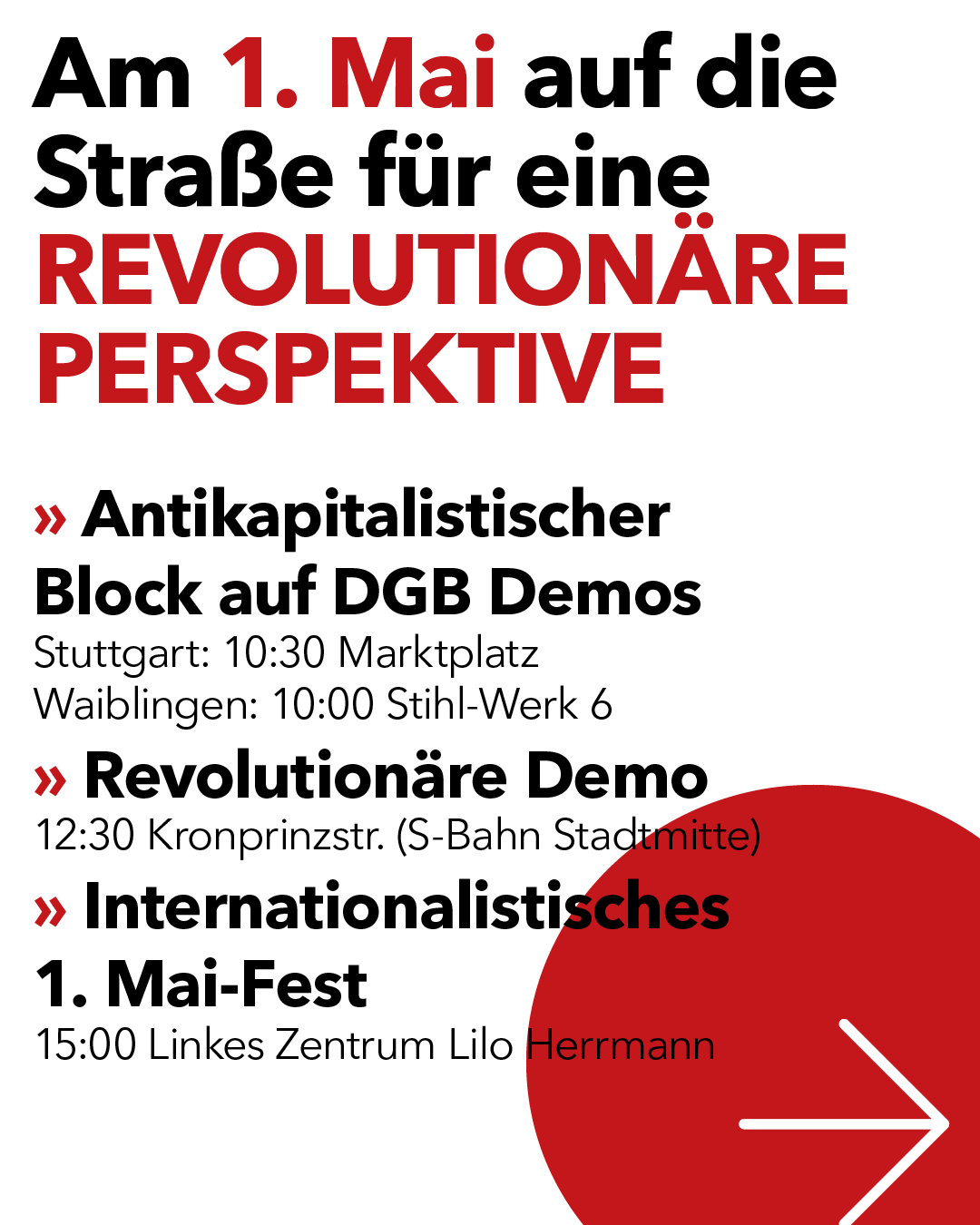 Übersicht zum revolutionären 1. Mai in Stuttgart